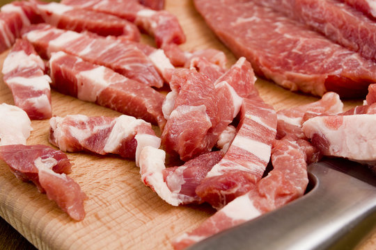 Sliced pork meat