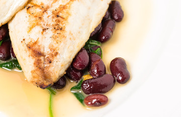 Delicious baked dorado fillet with chard.
