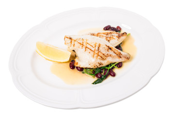Delicious baked dorado fillet with chard.