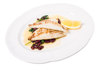 Delicious baked dorado fillet with chard.
