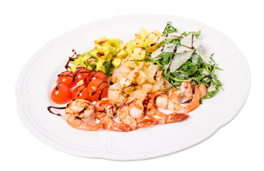 Jumbo shrimp salad with avocado and mango.