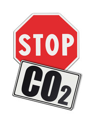 Stop Co2 written on roadsign - concept image