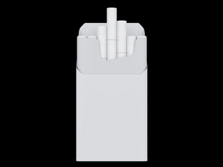 Open pack of cigarettes isolated on a black  background