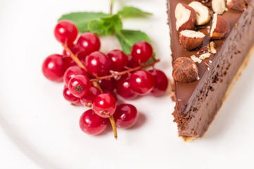 Chocolate cheesecake with hazelnuts.