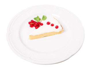 Lemon pie with sweet cream.