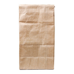 Recycled paper shopping bag isolated on white