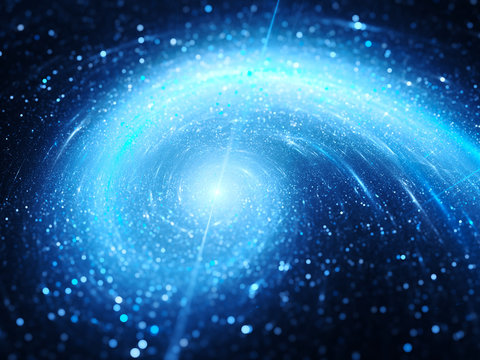 Blue glowing spiral galaxy