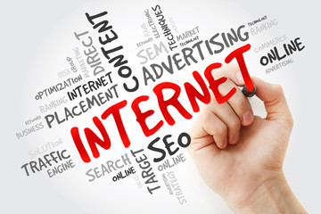 Hand writing INTERNET word cloud, business concept