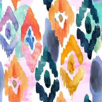 watercolor pattern of ornamental elements