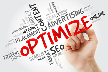 Hand writing OPTIMIZE word cloud, business concept