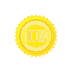 Satisfaction guarantee label icon, cartoon style 