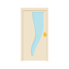 Closed door icon, cartoon style