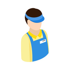 Cashier in supermarket icon, isometric 3d style