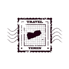 Rubber Stamp with Map of Yemen,vector illustration