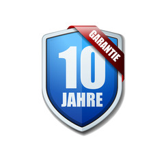 10 Year Warranty shield (non-English text - 10 Year Warranty)