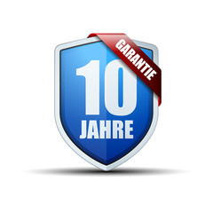 10 Year Warranty shield (non-English text - 10 Year Warranty)