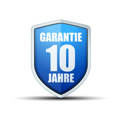 10 Year Warranty shield (non-English text - 10 Year Warranty)