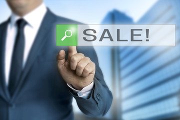 sale browser operated by businessman background