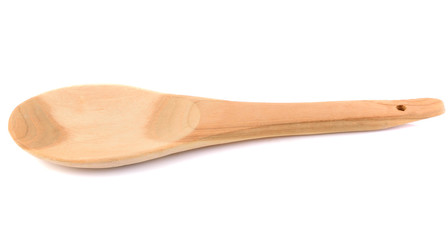 Wooden spoon on white background