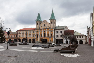 Main square in the city centre of Zilina on February 27, 2015