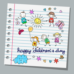 Obraz premium notebook paper happy children day