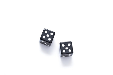 two black dice on a white background
