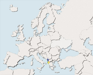 Fototapeta premium Mappa EU bianca e colore Albania