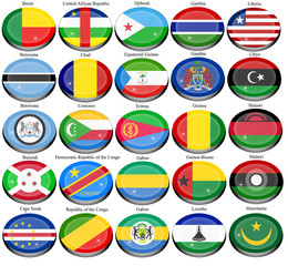 Set of icons. Flags of the Africa.   