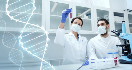 young scientists making test or research in lab