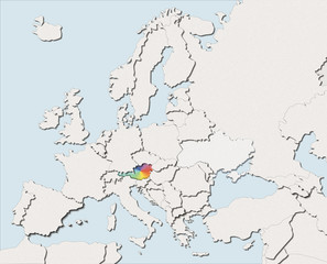 Fototapeta premium Mappa EU bianca e colore Austria