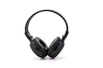 Black headphones isolated on a white background