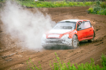 Obraz na płótnie Canvas Rally car stopped during the competition