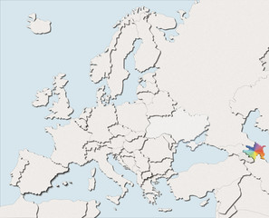 Mappa EU bianca e colore Azerbaijan