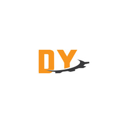 dy alphabet with swoosh gears