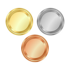 vector round empty polished medals of gold silver bronze.  It ca