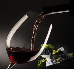 glass with red wine