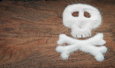 Sugar Skull. Unhealthy white sugar concept.