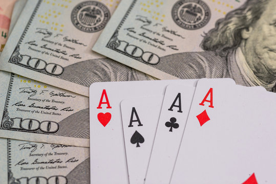 four poker aces with us dollar