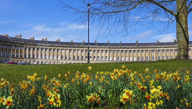 Royal Crescent at Spring in Bath, UK.