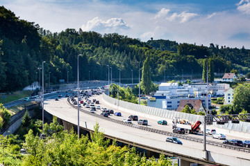 Views of the motorway A1 near the Baregg Tunnel