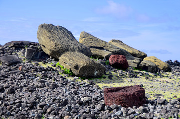 Moai statues Te Pito Kura on Easter Island 