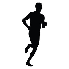 Fototapeta na wymiar Vector runner, running man silhouette. Run, sport, active boy