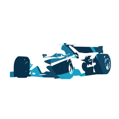 Foto op Canvas Abstract blue formula racing car. Isolated vector silhouette. Ra © michalsanca