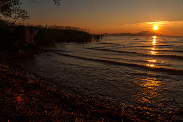 Fototapeta premium Beautiful sunrise over the lake Balaton of Hungary