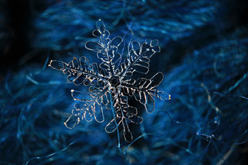 Natural snowflake blue background