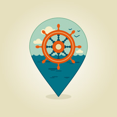 Helm pin map icon. Marine, Sea