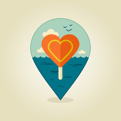 Ice Cream pin map icon. Summer, Beach, Sun, Sea