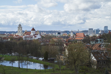 Fototapeta premium City cape of Vilnius. Old town and outskirts.