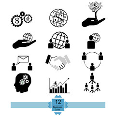 Business icons, business and strategy icon set