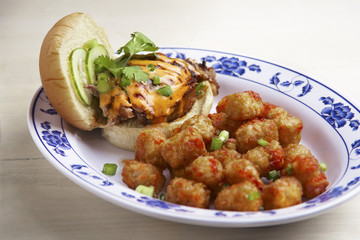 Fototapeta premium Duck sandwich with fried taters